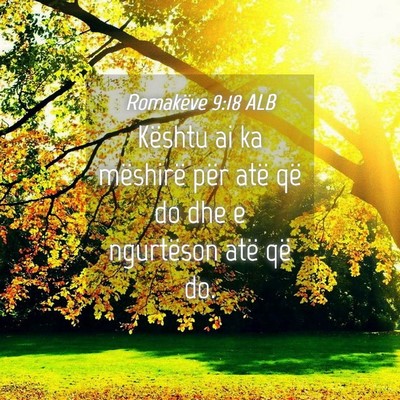Picture 04 - Romakëve 9:18 ALB - Kështu ai ka mëshirë për atë që do dhe e - Bible Verse Picture