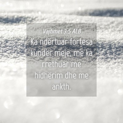 Picture 04 - Vajtimet 3:5 ALB - Ka ndërtuar fortesa kundër meje, më ka - Bible Verse Picture