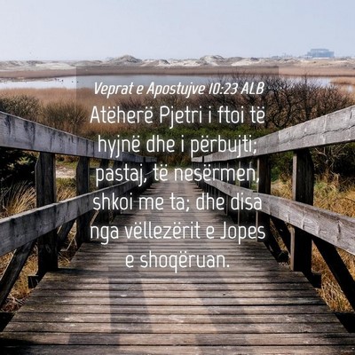 Picture 04 - Veprat e Apostujve 10:23 ALB - Atëherë Pjetri i ftoi të hyjnë dhe i - Bible Verse Picture