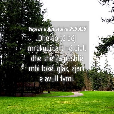 Picture 04 - Veprat e Apostujve 2:19 ALB - Dhe do të bëj mrekulli lart në qiell dhe - Bible Verse Picture