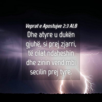 Picture 04 - Veprat e Apostujve 2:3 ALB - Dhe atyre u dukën gjuhë, si prej zjarri, të - Bible Verse Picture