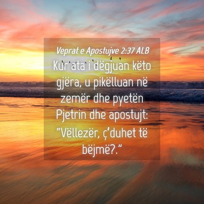 Picture 04 - Veprat e Apostujve 2:37 ALB - Kur ata i dëgjuan këto gjëra, u pikëlluan në - Bible Verse Picture