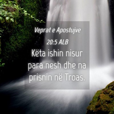 Picture 04 - Veprat e Apostujve 20:5 ALB - Këta ishin nisur para nesh dhe na prisnin në - Bible Verse Picture