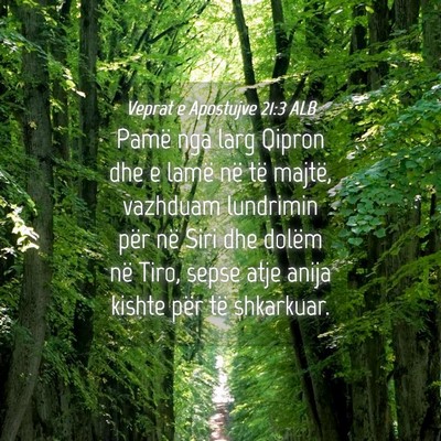 Picture 04 - Veprat e Apostujve 21:3 ALB - Pamë nga larg Qipron dhe e lamë në të majtë, - Bible Verse Picture