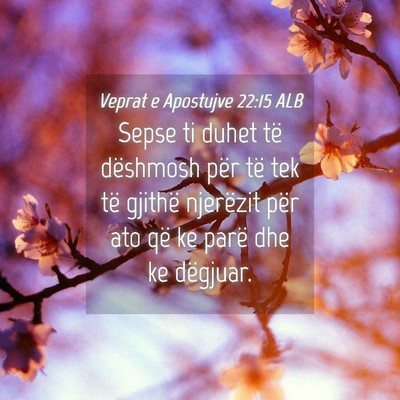 Picture 04 - Veprat e Apostujve 22:15 ALB - Sepse ti duhet të dëshmosh për të tek të - Bible Verse Picture