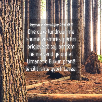 Picture 04 - Veprat e Apostujve 27:8 ALB - Dhe duke lundruar me shumë vështirësi përbri - Bible Verse Picture