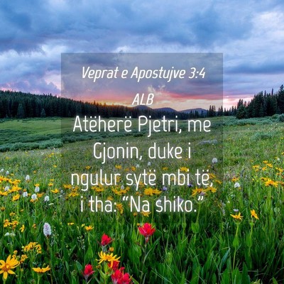Picture 04 - Veprat e Apostujve 3:4 ALB - Atëherë Pjetri, me Gjonin, duke i ngulur sytë - Bible Verse Picture