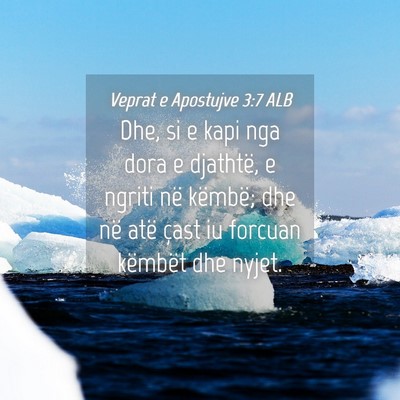 Picture 04 - Veprat e Apostujve 3:7 ALB - Dhe, si e kapi nga dora e djathtë, e ngriti në - Bible Verse Picture