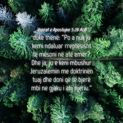 Picture 04 - Veprat e Apostujve 5:28 ALB - duke thënë: “Po a nuk ju kemi ndaluar - Bible Verse Picture