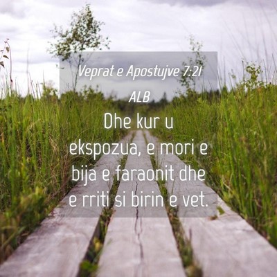 Picture 04 - Veprat e Apostujve 7:21 ALB - Dhe kur u ekspozua, e mori e bija e faraonit dhe - Bible Verse Picture