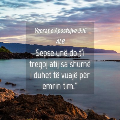 Picture 04 - Veprat e Apostujve 9:16 ALB - Sepse unë do t’i tregoj atij sa shumë i duhet - Bible Verse Picture