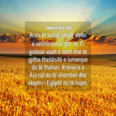 Picture 04 - Zakaria 10:11 ALB - Ai do të kalojë nëpër detin e - Bible Verse Picture