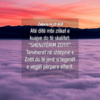 Picture 04 - Zakaria 14:20 ALB - Atë ditë mbi zilkat e kuajve do të skalitet: - Bible Verse Picture