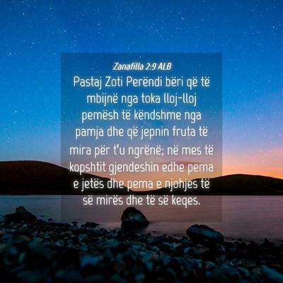 Picture 04 - Zanafilla 2:9 ALB - Pastaj Zoti Perëndi bëri që të mbijnë nga - Bible Verse Picture