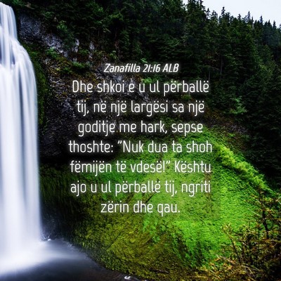 Picture 04 - Zanafilla 21:16 ALB - Dhe shkoi e u ul përballë tij, në një - Bible Verse Picture