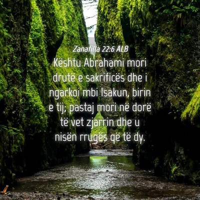 Picture 04 - Zanafilla 22:6 ALB - Kështu Abrahami mori drutë e sakrificës dhe i - Bible Verse Picture