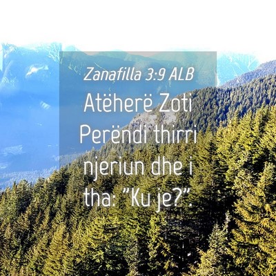 Picture 04 - Zanafilla 3:9 ALB - Atëherë Zoti Perëndi thirri njeriun dhe i tha: - Bible Verse Picture