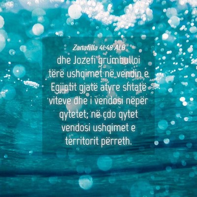 Picture 04 - Zanafilla 41:48 ALB - dhe Jozefi grumbulloi tërë ushqimet në vendin - Bible Verse Picture