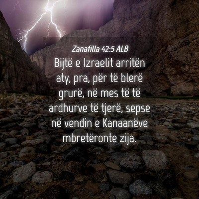 Picture 04 - Zanafilla 42:5 ALB - Bijtë e Izraelit arritën aty, pra, për të - Bible Verse Picture