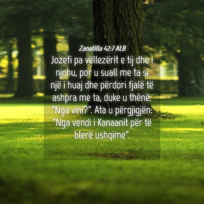 Picture 04 - Zanafilla 42:7 ALB - Jozefi pa vëllezërit e tij dhe i njohu, por u - Bible Verse Picture