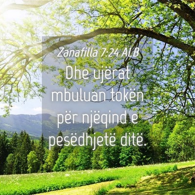 Picture 04 - Zanafilla 7:24 ALB - Dhe ujërat mbuluan tokën për njëqind e - Bible Verse Picture