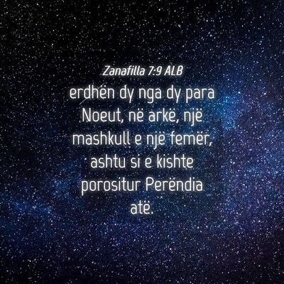 Picture 04 - Zanafilla 7:9 ALB - erdhën dy nga dy para Noeut, në arkë, një - Bible Verse Picture