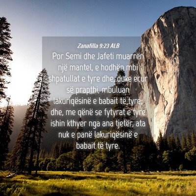Picture 04 - Zanafilla 9:23 ALB - Por Semi dhe Jafeti muarrën një mantel, e - Bible Verse Picture