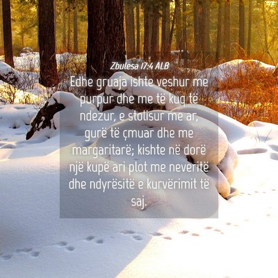 Picture 04 - Zbulesa 17:4 ALB - Edhe gruaja ishte veshur me purpur dhe me të kuq - Bible Verse Picture