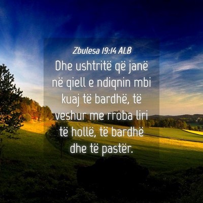 Picture 04 - Zbulesa 19:14 ALB - Dhe ushtritë që janë në qiell e ndiqnin mbi - Bible Verse Picture
