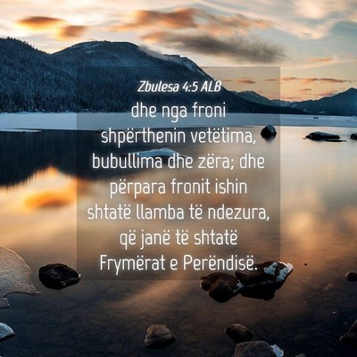 Picture 04 - Zbulesa 4:5 ALB - dhe nga froni shpërthenin vetëtima, bubullima - Bible Verse Picture