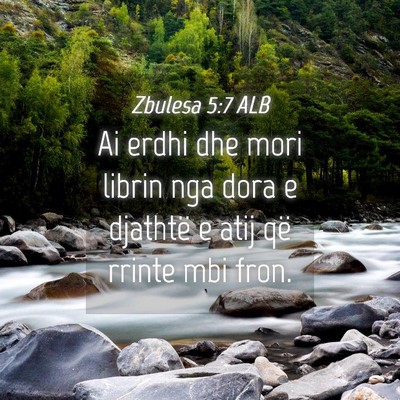 Picture 04 - Zbulesa 5:7 ALB - Ai erdhi dhe mori librin nga dora e djathtë e - Bible Verse Picture