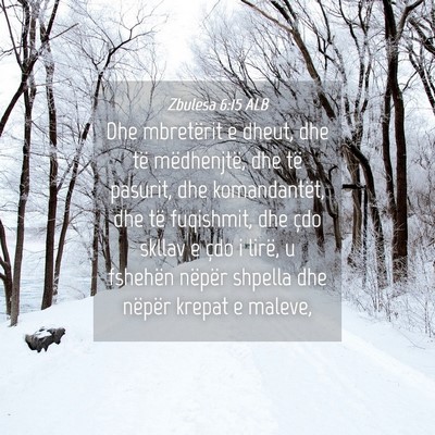 Picture 04 - Zbulesa 6:15 ALB - Dhe mbretërit e dheut, dhe të mëdhenjtë, dhe - Bible Verse Picture