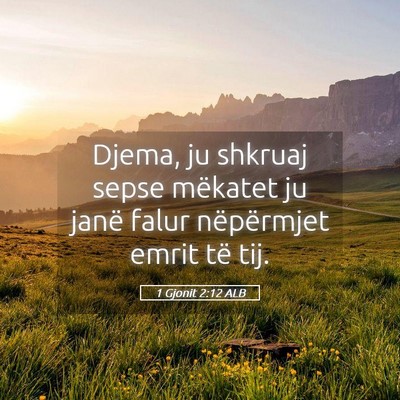 Picture 05 - 1 Gjonit 2:12 ALB - Djema, ju shkruaj sepse mëkatet ju janë falur - Bible Verse Picture