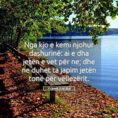 Picture 05 - 1 Gjonit 3:16 ALB - Nga kjo e kemi njohur dashurinë: ai e dha jetën - Bible Verse Picture