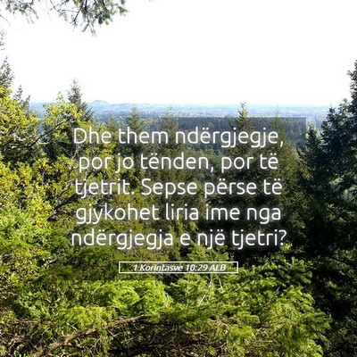 Picture 05 - 1 Korintasve 10:29 ALB - Dhe them ndërgjegje, por jo tënden, por të - Bible Verse Picture