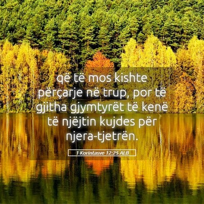 Picture 05 - 1 Korintasve 12:25 ALB - që të mos kishte përçarje në trup, por të - Bible Verse Picture