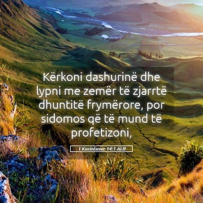 Picture 05 - 1 Korintasve 14:1 ALB - Kërkoni dashurinë dhe lypni me zemër të - Bible Verse Picture