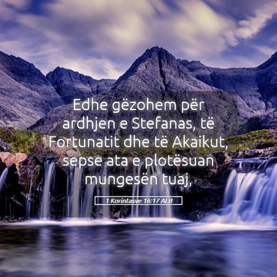 Picture 05 - 1 Korintasve 16:17 ALB - Edhe gëzohem për ardhjen e Stefanas, të - Bible Verse Picture