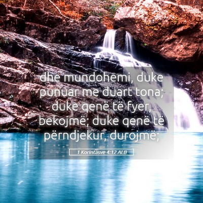 Picture 05 - 1 Korintasve 4:12 ALB - dhe mundohemi, duke punuar me duart tona; duke - Bible Verse Picture