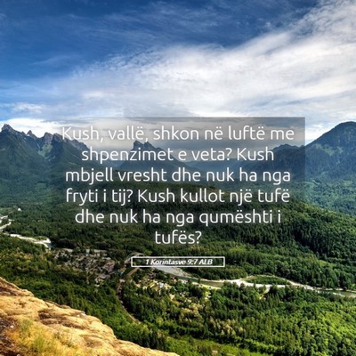 Picture 05 - 1 Korintasve 9:7 ALB - Kush, vallë, shkon në luftë me shpenzimet e - Bible Verse Picture