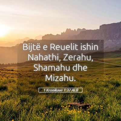 Picture 05 - 1 Kronikave 1:37 ALB - Bijtë e Reuelit ishin Nahathi, Zerahu, Shamahu - Bible Verse Picture