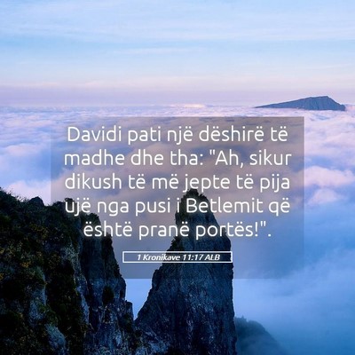 Picture 05 - 1 Kronikave 11:17 ALB - Davidi pati një dëshirë të madhe dhe tha: - Bible Verse Picture