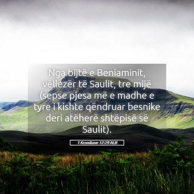 Picture 05 - 1 Kronikave 12:29 ALB - Nga bijtë e Beniaminit, vëllezër të Saulit, - Bible Verse Picture
