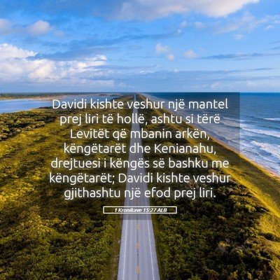 Picture 05 - 1 Kronikave 15:27 ALB - Davidi kishte veshur një mantel prej liri të - Bible Verse Picture