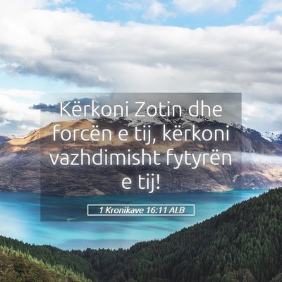 Picture 05 - 1 Kronikave 16:11 ALB - Kërkoni Zotin dhe forcën e tij, kërkoni - Bible Verse Picture