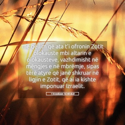 Picture 05 - 1 Kronikave 16:40 ALB - me qëllim që ata t’i ofronin Zotit olokauste - Bible Verse Picture