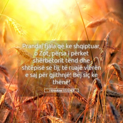 Picture 05 - 1 Kronikave 17:23 ALB - Prandaj fjala që ke shqiptuar, o Zot, përsa i - Bible Verse Picture