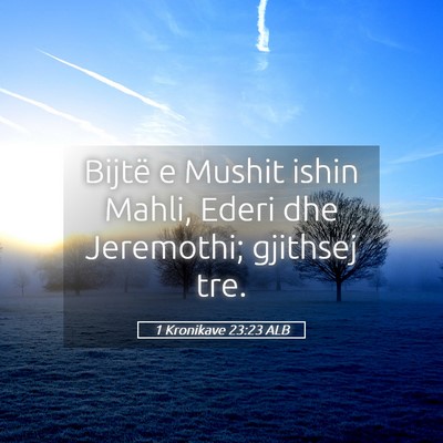 Picture 05 - 1 Kronikave 23:23 ALB - Bijtë e Mushit ishin Mahli, Ederi dhe Jeremothi; - Bible Verse Picture