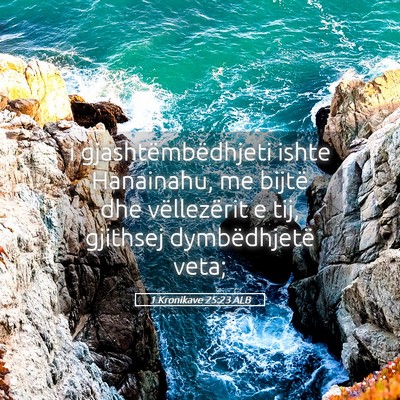 Picture 05 - 1 Kronikave 25:23 ALB - i gjashtëmbëdhjeti ishte Hanainahu, me bijtë - Bible Verse Picture