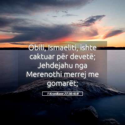 Picture 05 - 1 Kronikave 27:30 ALB - Obili, Ismaeliti, ishte caktuar për devetë; - Bible Verse Picture